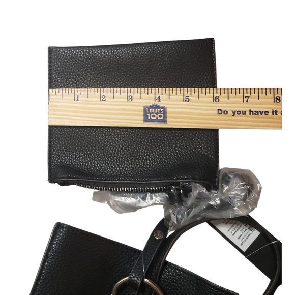 Tahari NWT Pebbled Shoulder Bag Wristlet Black Travel Tote Structured Elegant - Picture 13 of 14